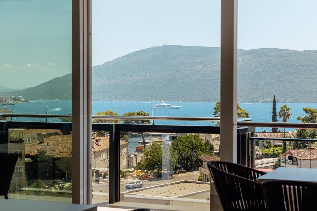 View of the Bay of Kotor and the Adriatic Sea from Centar Novi in Herceg Novi